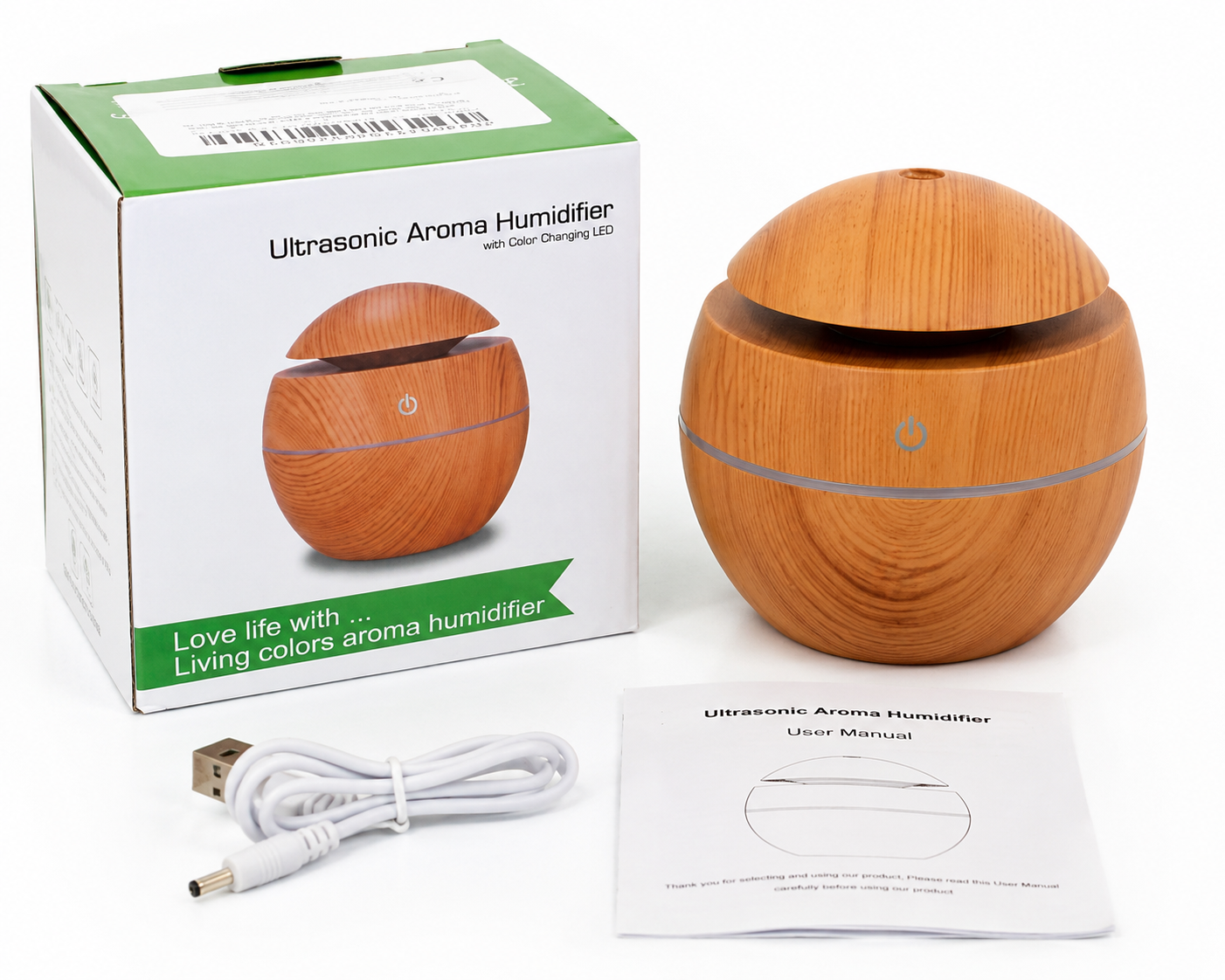 Ultrasonic Aroma Humidifier | USB Mini Essential Oil Diffuser with Color Changing LED Light for Home, Bedroom & Office