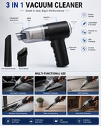 3-in-1 Portable Wireless Car Vacuum Cleaner | USB Rechargeable Handheld Mini Vacuum Cleaner