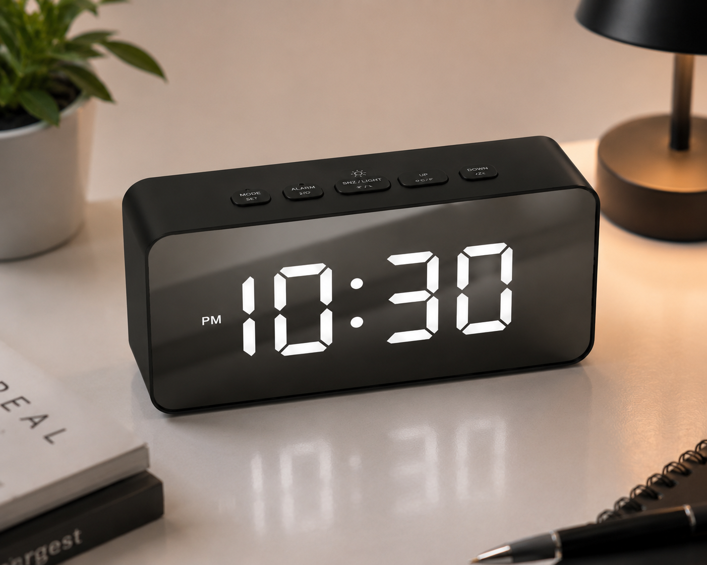 LED Digital Alarm Clock | Mirror Display, Alarm & Temperature Monitor