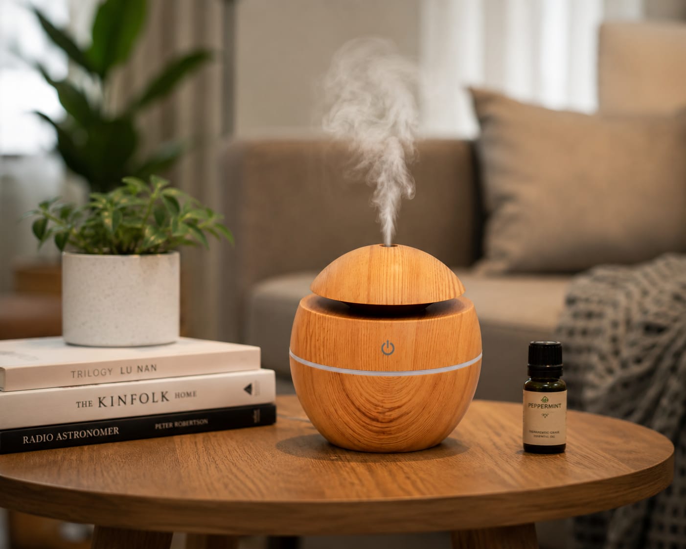 Ultrasonic Aroma Humidifier | USB Mini Essential Oil Diffuser with Color Changing LED Light for Home, Bedroom & Office