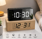 LED Digital Alarm Clock | Mirror Display, Alarm & Temperature Monitor