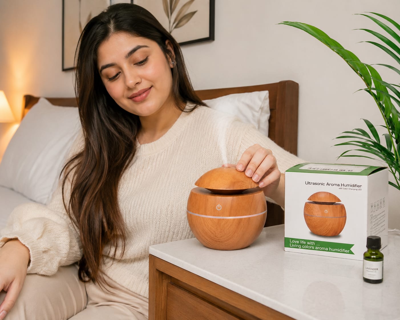 Ultrasonic Aroma Humidifier | USB Mini Essential Oil Diffuser with Color Changing LED Light for Home, Bedroom & Office