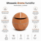 Ultrasonic Aroma Humidifier | USB Mini Essential Oil Diffuser with Color Changing LED Light for Home, Bedroom & Office